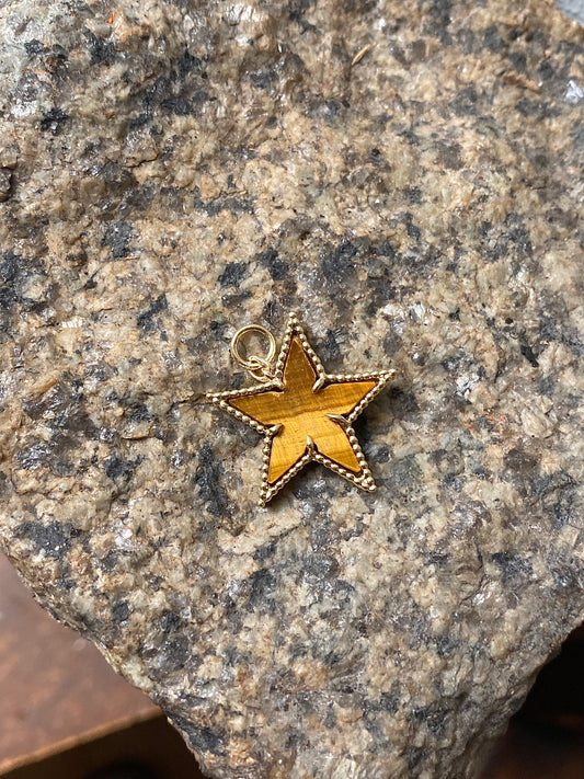 18k Tigers Eye Star Pendant