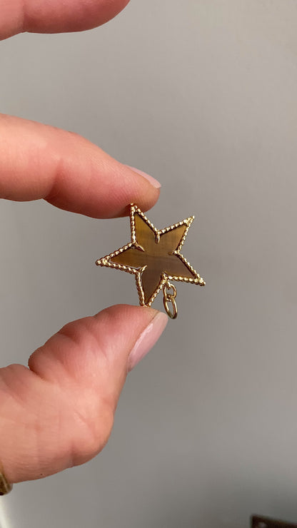 18k Tigers Eye Star Pendant